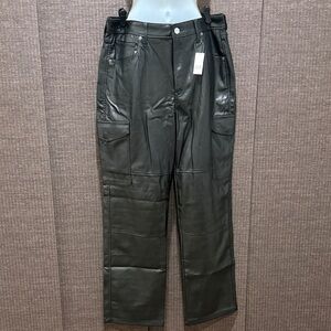 GAP Women's High Rise 90’s loose vegan leather cargo pants